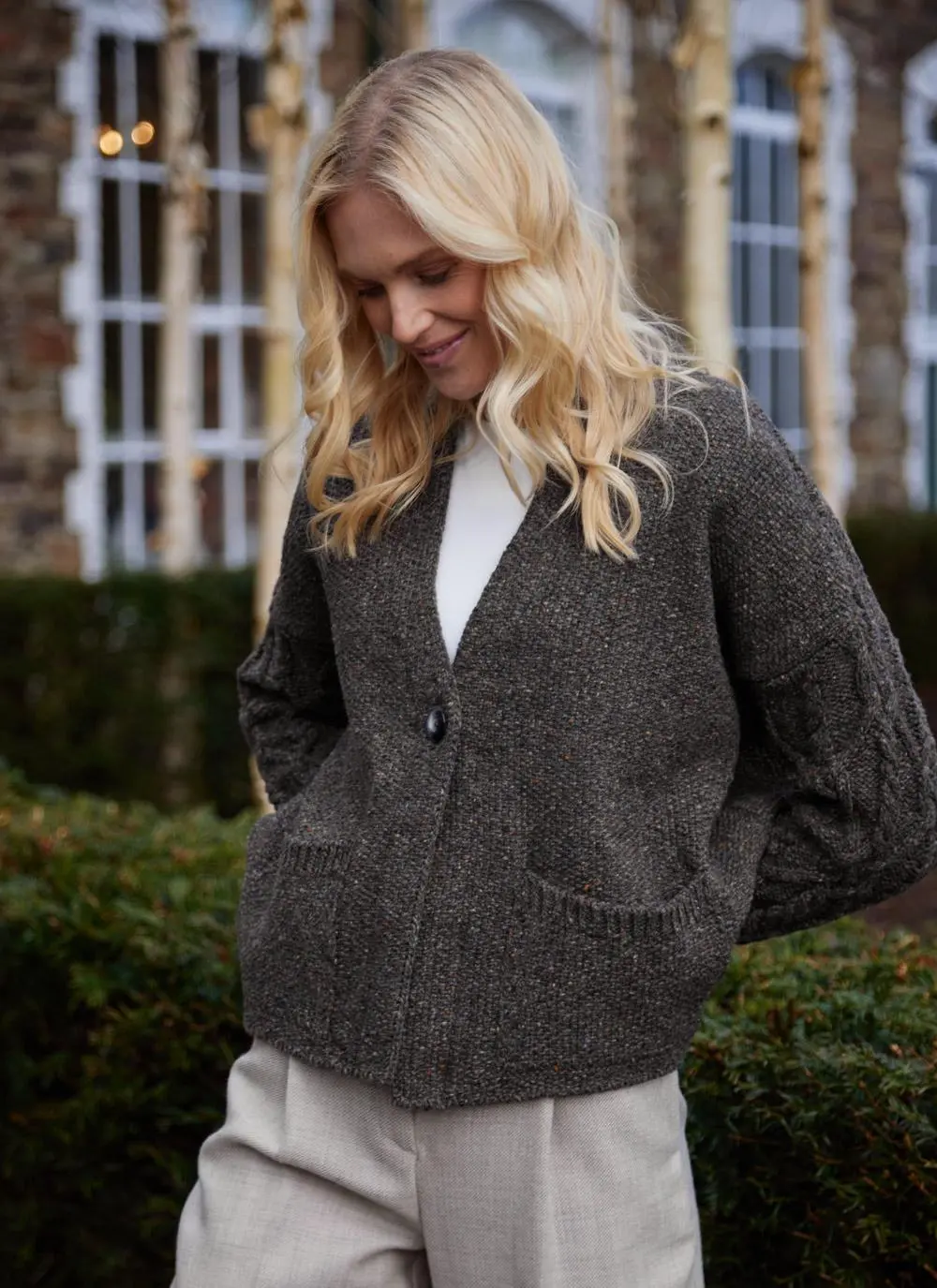 Alpaca Fleck Aran Sleeve Cardigan